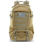 Jueachy Tactical Backpack For Men Hiking Day Pack Molle Military Rucksack Waterproof 30L Edc Bag With Usa Flag Patch Tan Style