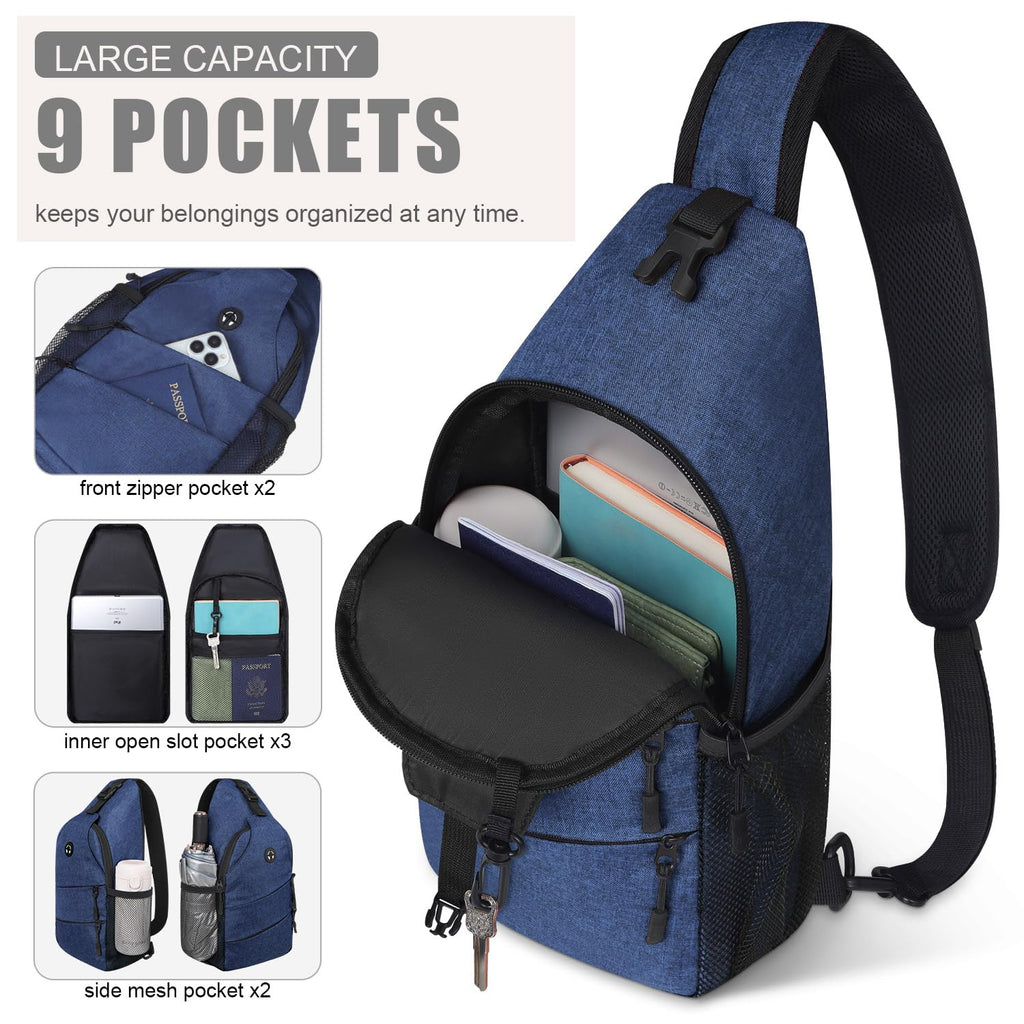 Pritent Crossbody Bags for Women Men Trendy Sling Bag Bakpack Casual Chest Bag with Convertible Shoulder Strap Travel Cross Body