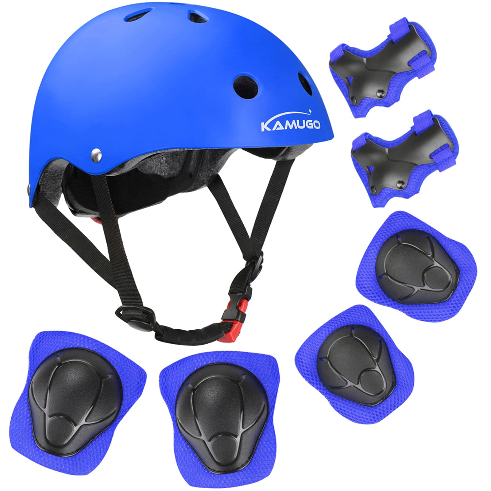 Kamugo Kids Bike Helmet, Toddler Helmet For Ages 2-8 Boys Girls With Sports Protective Gear Set Knee Elbow Wrist Pads For Skateb