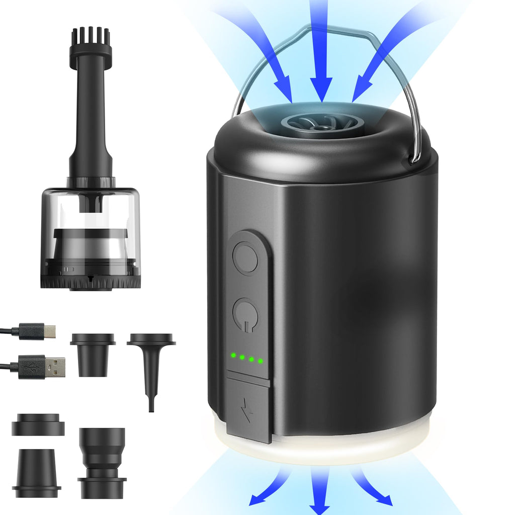 Origem Portable Air Pump, 5.2Kpa Mini Electric, Rechargeable Battery With Camping Light, Quick Inflate/Deflate For Pool Floats,