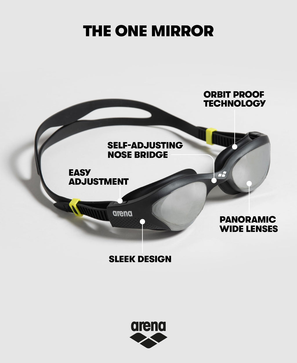 Arena The One Swim Goggles For Youth And Adults Mirror Lens, Bluewhiteblack