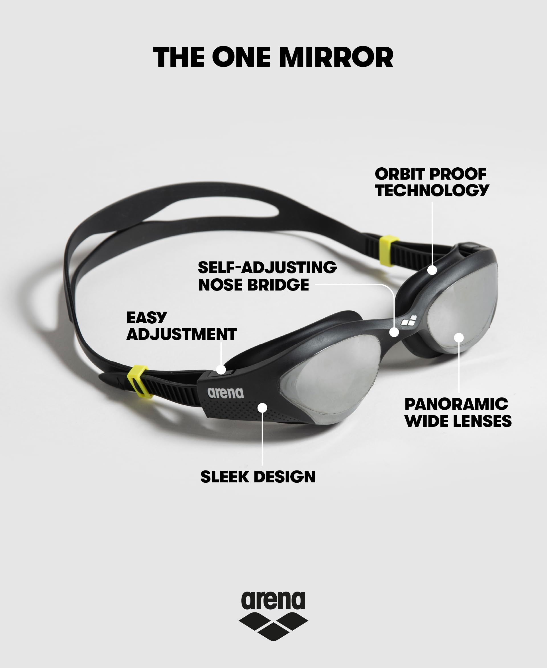 Arena The One Swim Goggles For Youth And Adults Mirror Lens, Bluewhiteblack