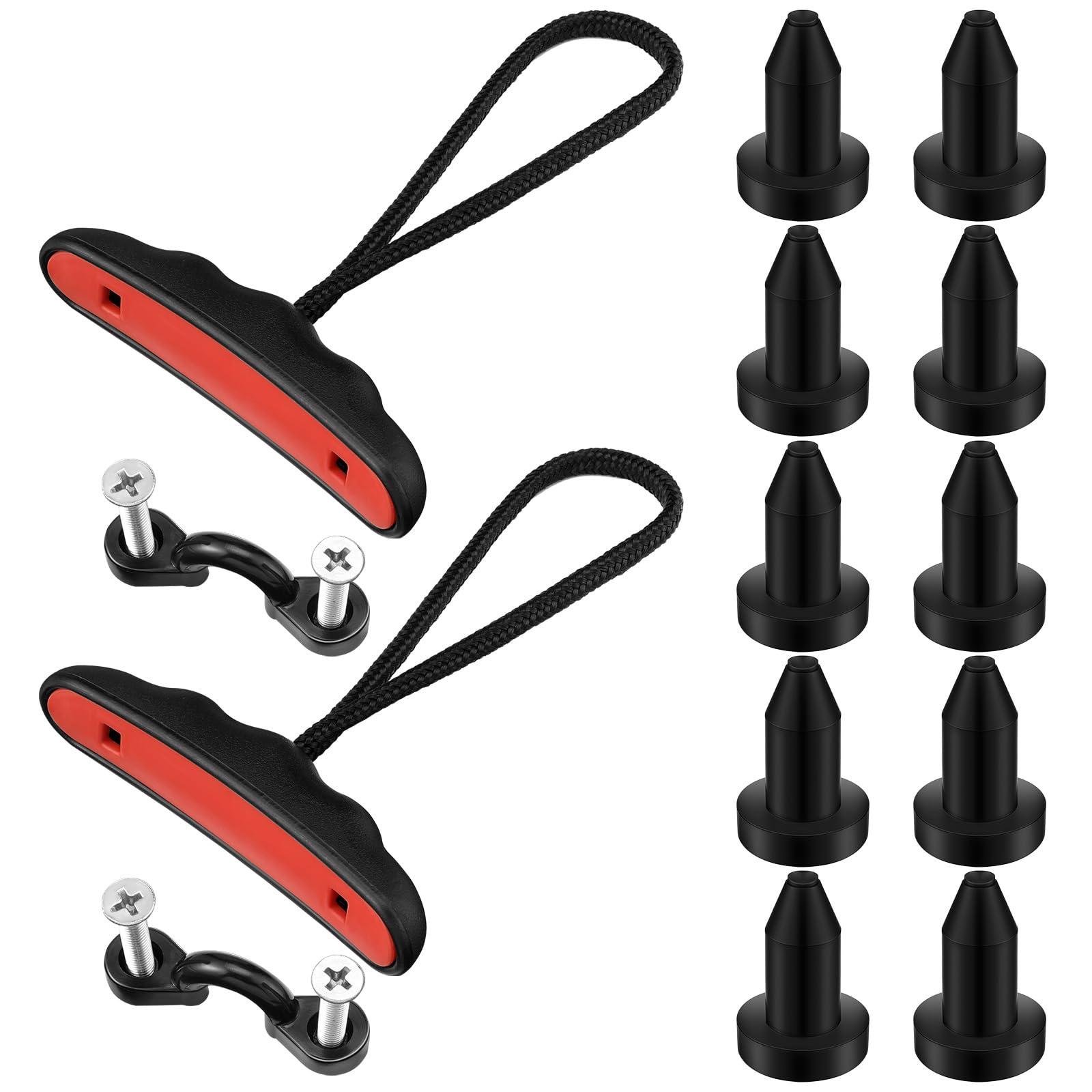 BreezeHug 2 Pack Kayak Drain Plugs and Carry Handles Kit, 10 Silicone 1/2  Scupper Drain Plug & 2 Carry Handle with Mounting Har