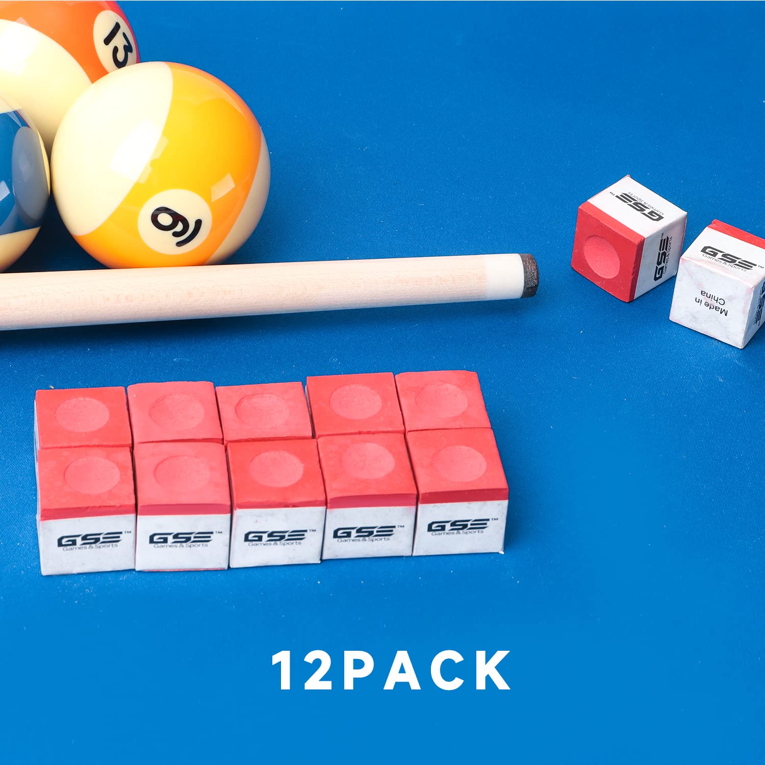Gse 12-Pack Billiard/Pool Cue Chalks, Billiard Pool Table Accessories For Home/Tournament Use (Red)
