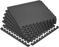 Superjare 0.79 ' ' Extra-Thick Exercise Equipment Mats, 6 Pcs 24 Sq Ft Rubber Top Floor Tiles With High Density Eva Foam, Interl