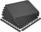 Superjare 0.79 ' ' Extra-Thick Exercise Equipment Mats, 6 Pcs 24 Sq Ft Rubber Top Floor Tiles With High Density Eva Foam, Interl