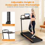 Walking Pad With 12% Incline, Under Desk Walking Pad Treadmill With Handle Bar & Removable Desk Workstation, 3 In 1 3.5Hp Foldab