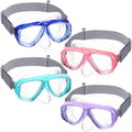 Flutesan 4 Pcs Kids Youth Swim Goggles with Nose Cover Elastic Strap Diving Swim Mask Swimming Waterproof Snorkel Goggle(Purple,