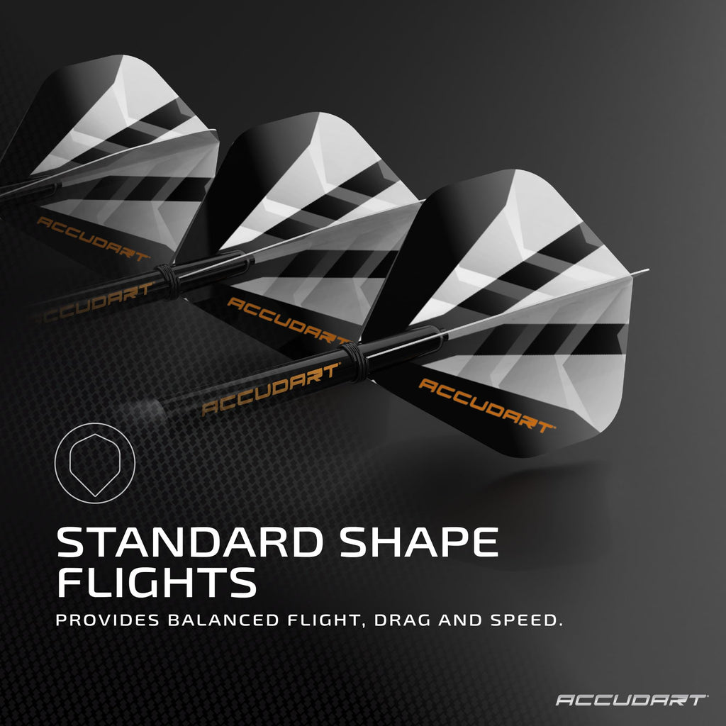 Accudart Soft Tip Dart Set 2.0 - Stainless Steel Finish Barrel - Radial Grooves - Polycarbonate Shafts - Standard Shape Flights