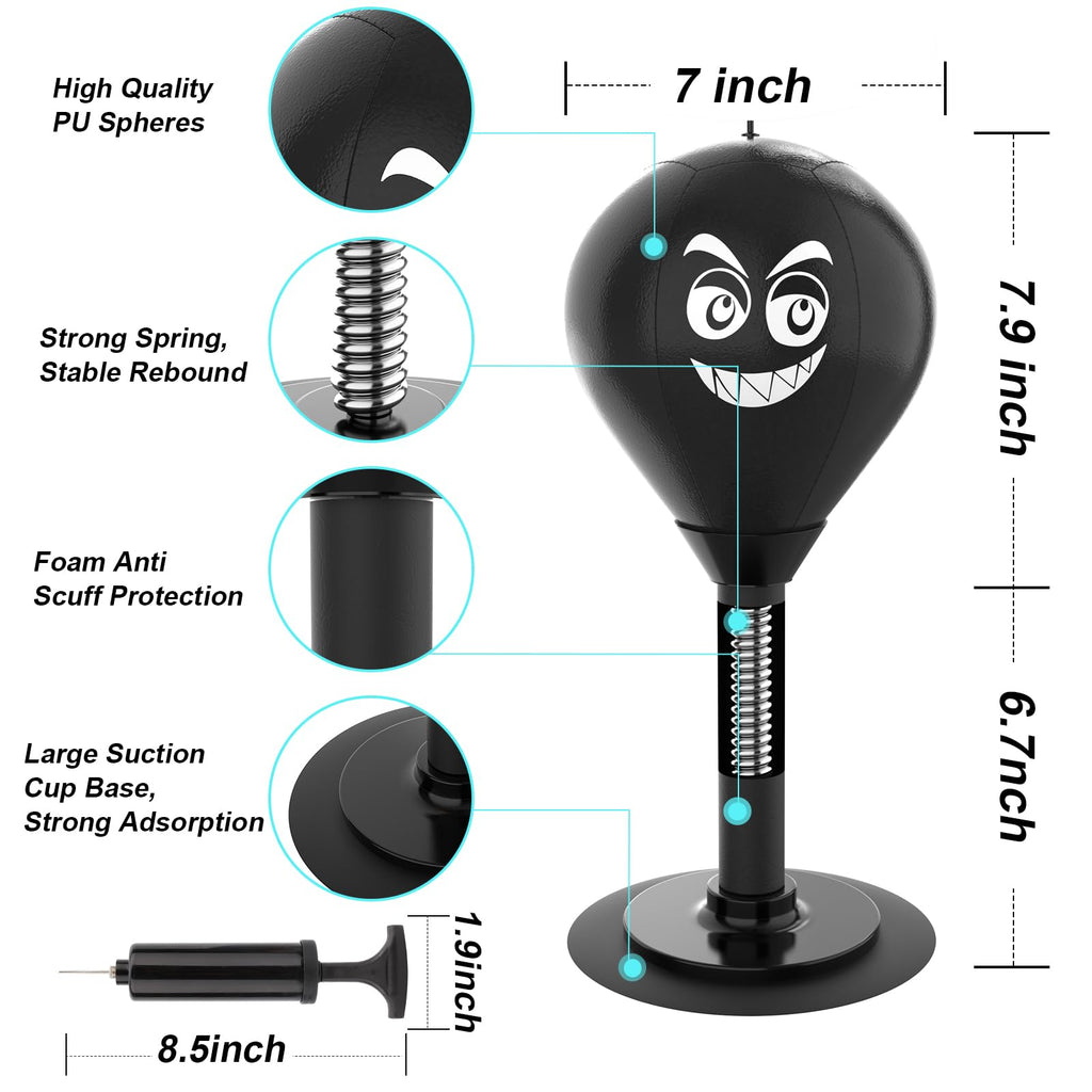 HZG Desktop Punching Bag, Stress Buster with Suction Cup for Office Table and Counters, Heavy Duty Stress Relief Ball, Desk Boxi