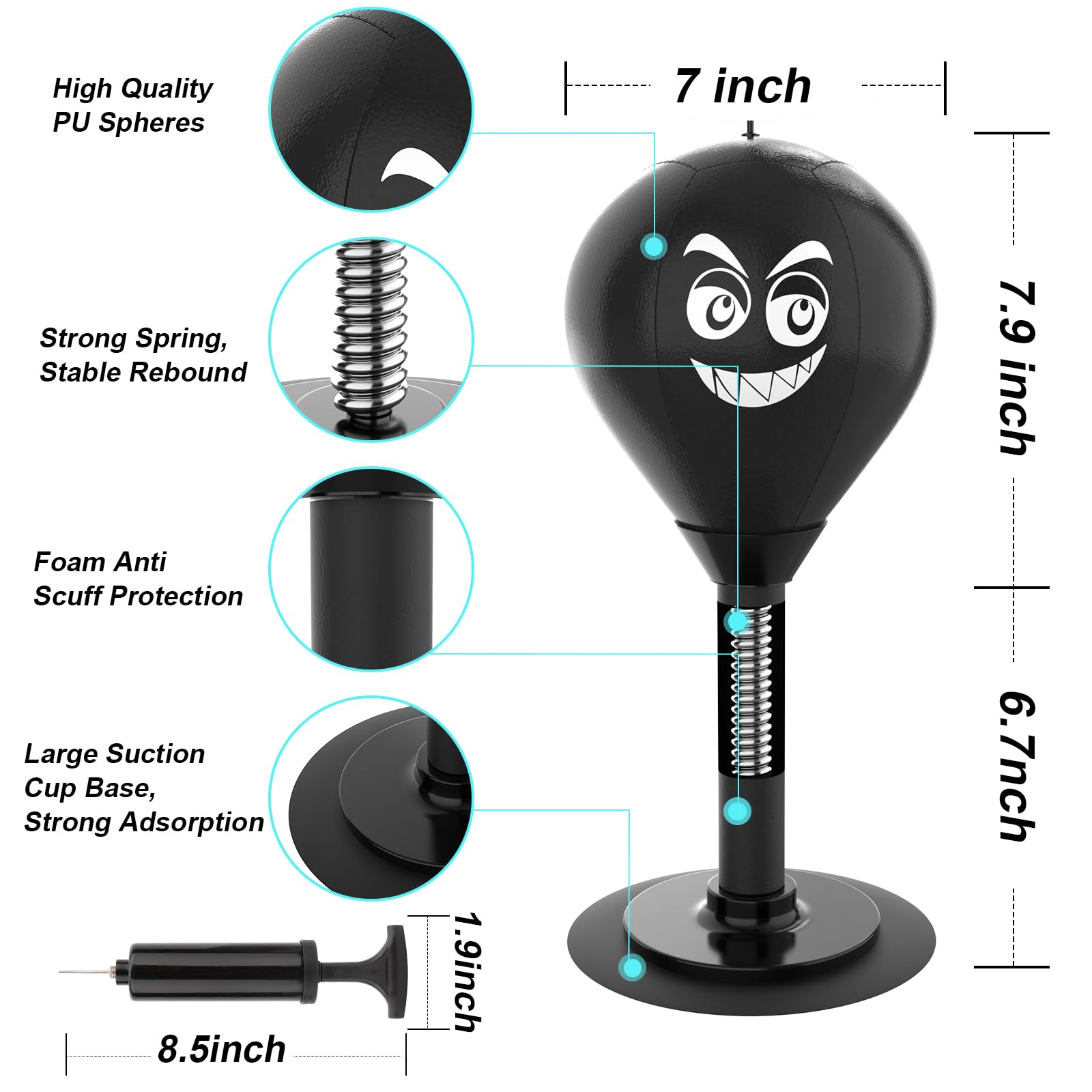 HZG Desktop Punching Bag, Stress Buster with Suction Cup for Office Table and Counters, Heavy Duty Stress Relief Ball, Desk Boxi