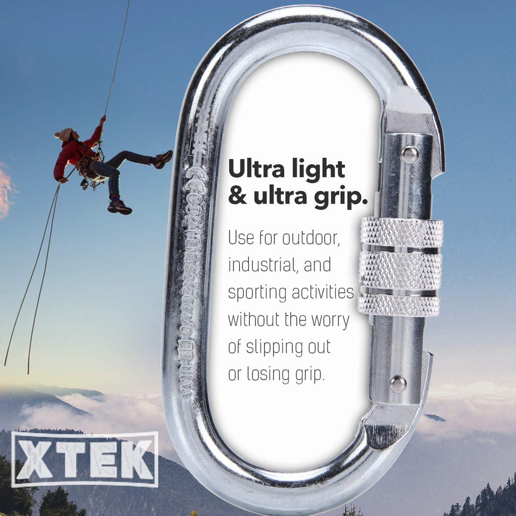 25Kn Climbing Carabiner - Uiaa Ce Rated 5620Lb - Heavy Duty Twist Locking Carabiner Clip - Industrial Strength Large Steel Oval
