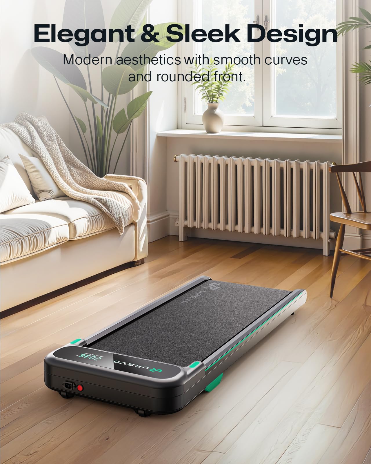 UREVO 2025 Upgrade Smart Walking Pad with MIIT Modes, Walking Pad Treadmill with APP, Treadmills for Home 2.5 HP Motorized, Plug