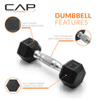 Cap Barbell 50Lb Coated Hex Dumbbells, 5X2 20X2, Part Of 150Lb Set