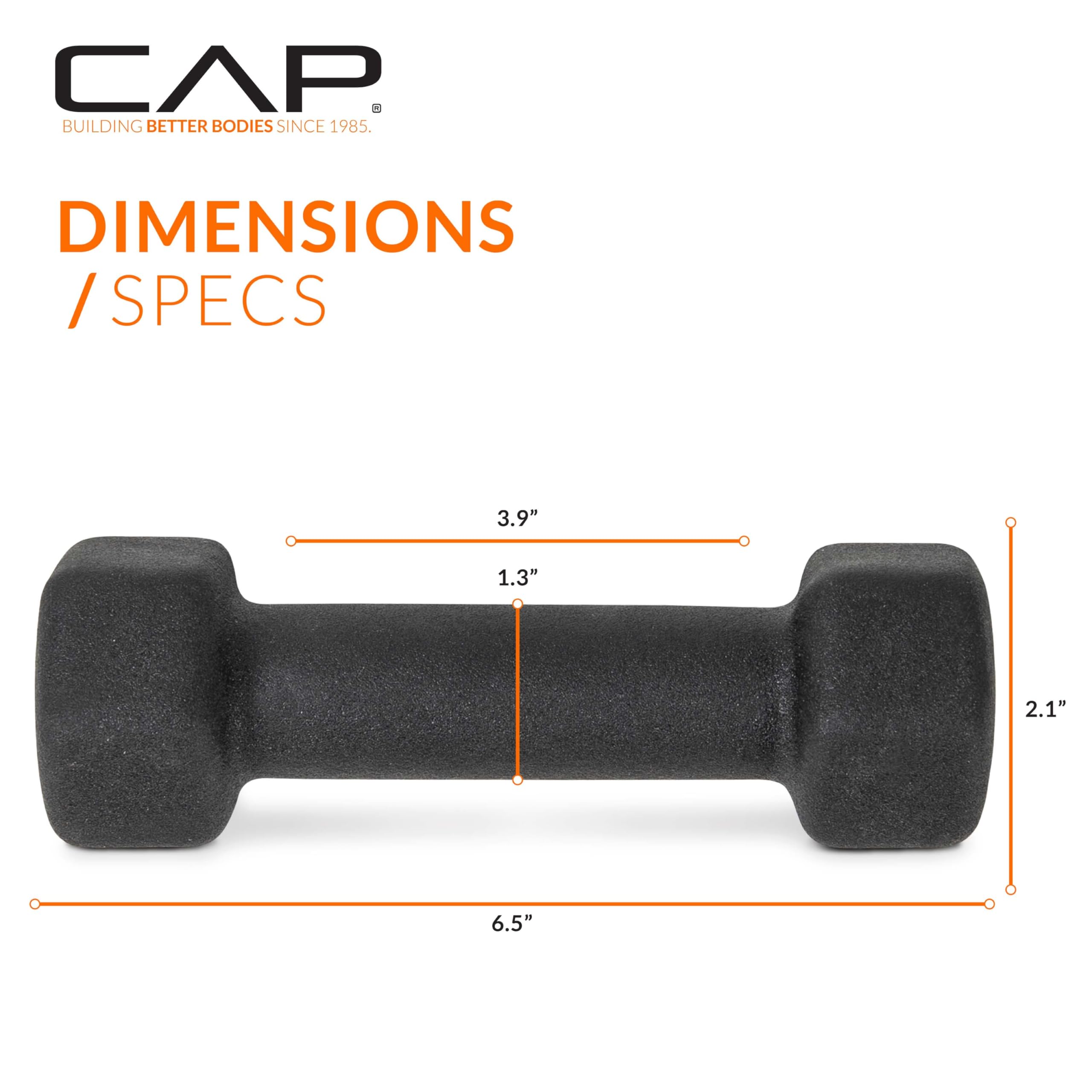 Cap Barbell Neoprene Dumbbell Weights, 3 Lb Pair, Black