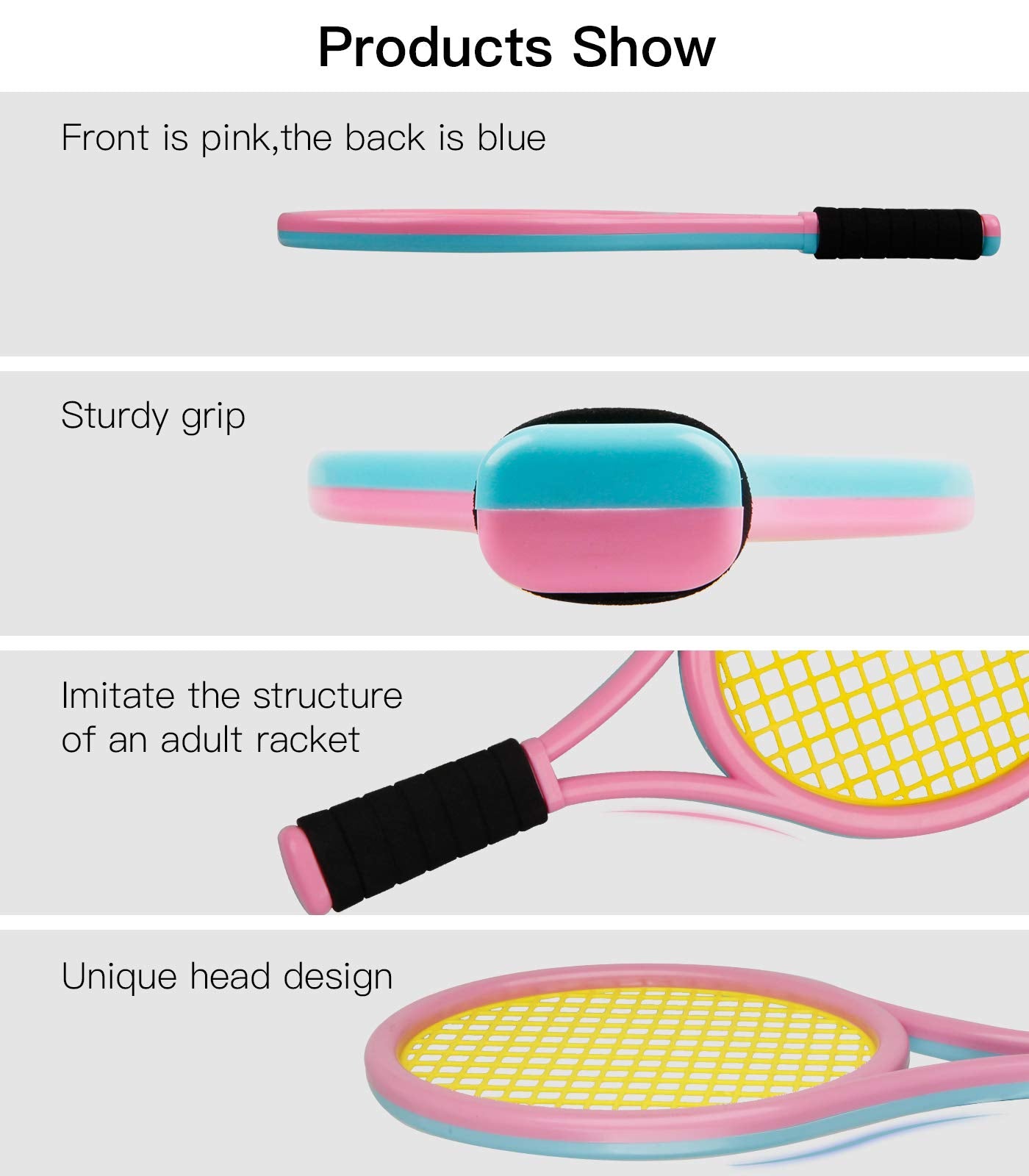 Tennis Racket Set For Children,17 Inch Racquet With 3 Soft Balls,1 Tennis Ball And 4 Badminton Balls For Toddler Indoor/Outdoor