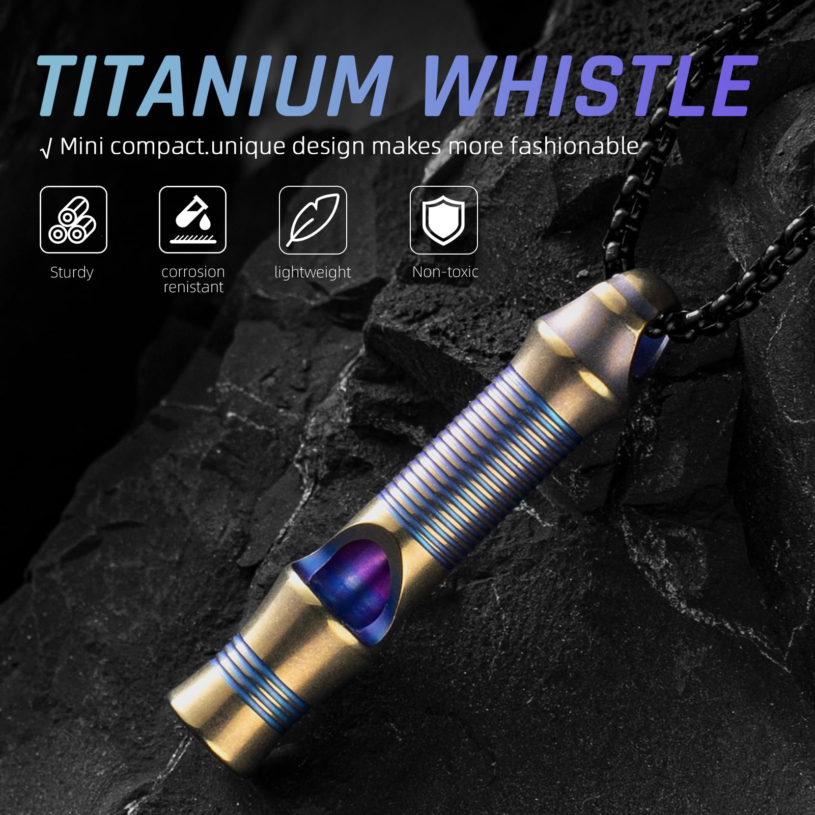 Tisur Titanium Emergency Whistle,Edc Safety Whistles Necklace Loud Up To 120Db,Survival Whistles For Survival,Hiking,Camping,Pet