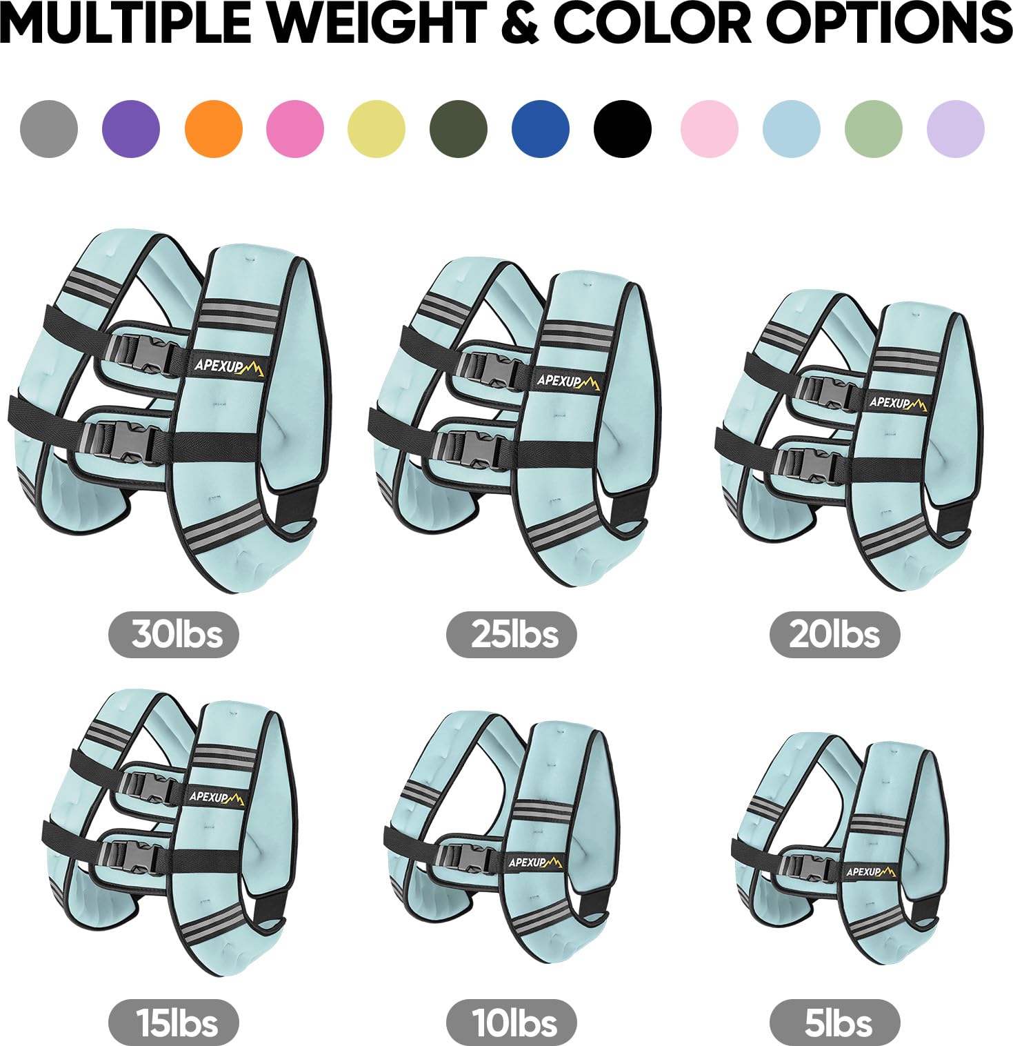 APEXUP 5lbs Weighted Vest Men Women, Weight Vest for Women Workout Equipment for Strength Training Running (Pastel Blue)