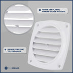 Five Oceans 6-Slotted Louvered Flush Hose Ventilators, 3-Inch Ventilation Area Diameter, White Abs Plastic, 2 Pack - Fo110-M2