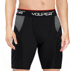 Youper Youth Elite Compression Padded Sliding Shorts W/Cup Pocket For Baseball, Football (Black, Large)