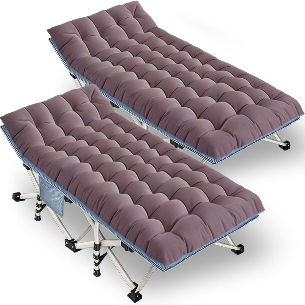 Colmerd 2 Pack Extra Large Cot 79 L X 32 W X 18 H Camping Cot With Comfortable Mattress Xxl Sleeping Cots For Adults 2 Person Ca