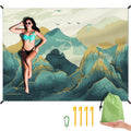 Beach Blanket Waterproof Sandproof Large Beach Mat 83 X 106 For 5-7 Adults Sand Free Mat Quick Drying,Oversized,Lightweight & Du