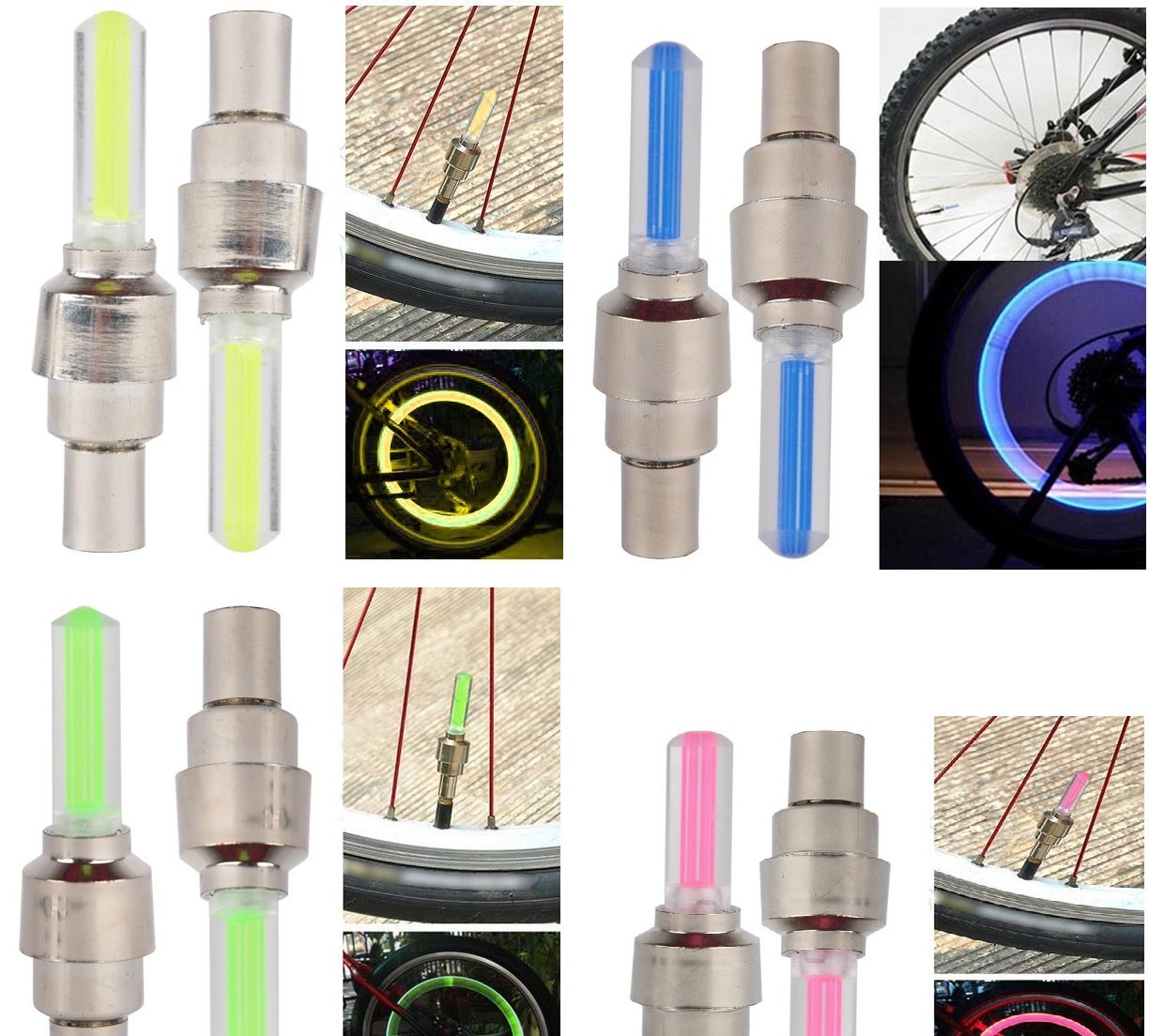 Dkiigame 10 Pack Of Led Flash Tyre Wheel Valve Cap Light For Bike Bicycle Motorbicycle Wheel Light Tire (2 X Red, 2 X Yellow, 2