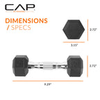 Cap Barbell 50Lb Coated Hex Dumbbells, 5X2 20X2, Part Of 150Lb Set