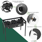Goplus Outdoor Camping Stove, 3 Burner Propane Gas Cooker W/Detachable Legs & Csa Regulator & 0-20 Psi Regulator For Camp Paito