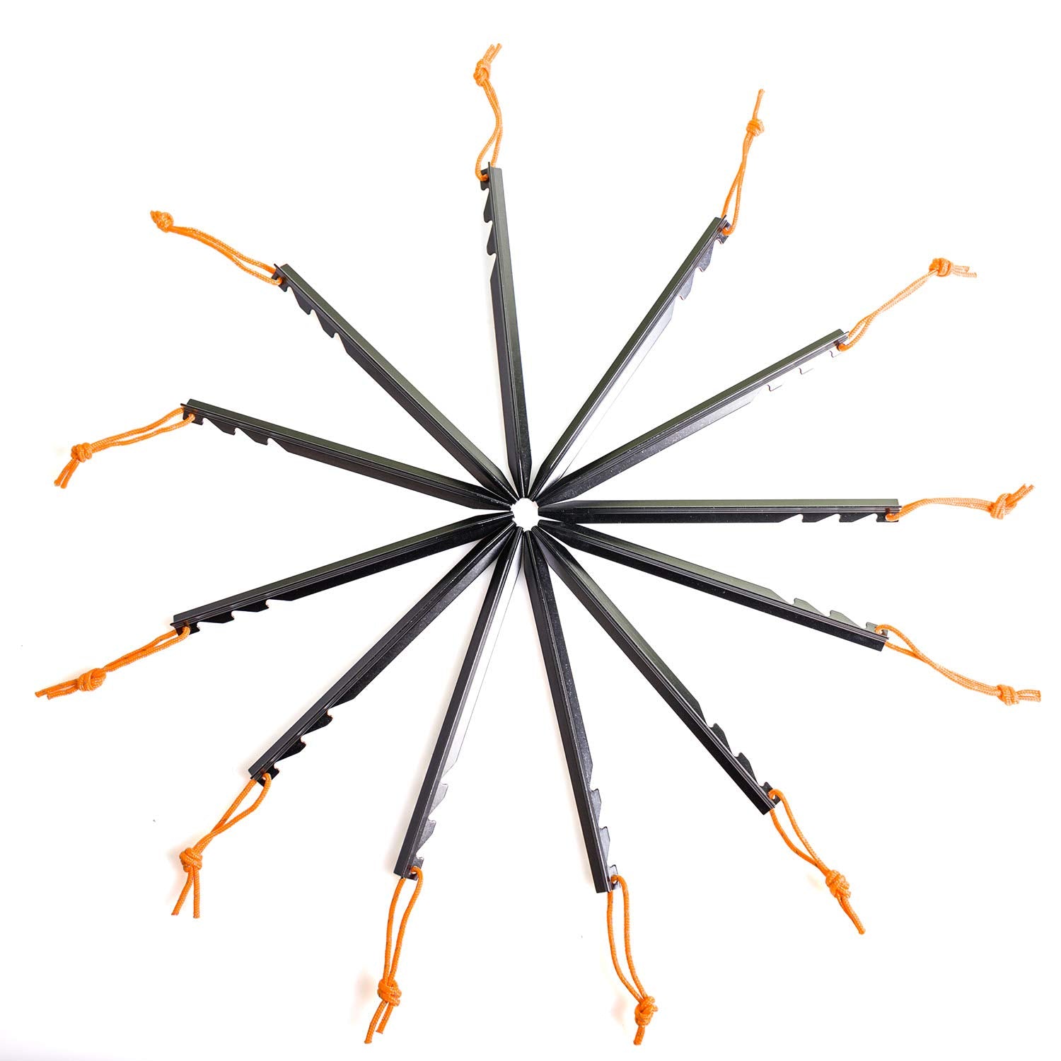 Aluminum Tent Stakes Pegs, 12-Pack Aluminum Ground Pegs With Reflective Pull Ropes, Heavy Duty Tri-Beam Metal Stakes Pegs For Ba