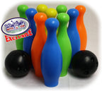 Matty'S Toy Stop 10 Pin Multi-Color Deluxe Plastic Bowling Set For Kids With Storage Rack - 12 Pieces Total (10 Pins & 2 Bowling