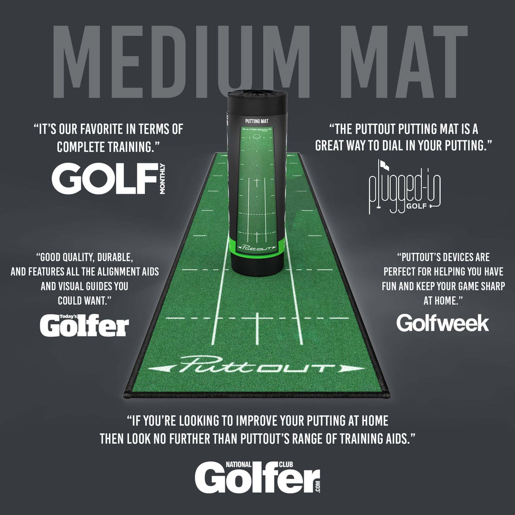 Puttout Pro Golf Putting Mat - Perfect Your Putting (7.87-Feet X 1.64-Feet) (Green)