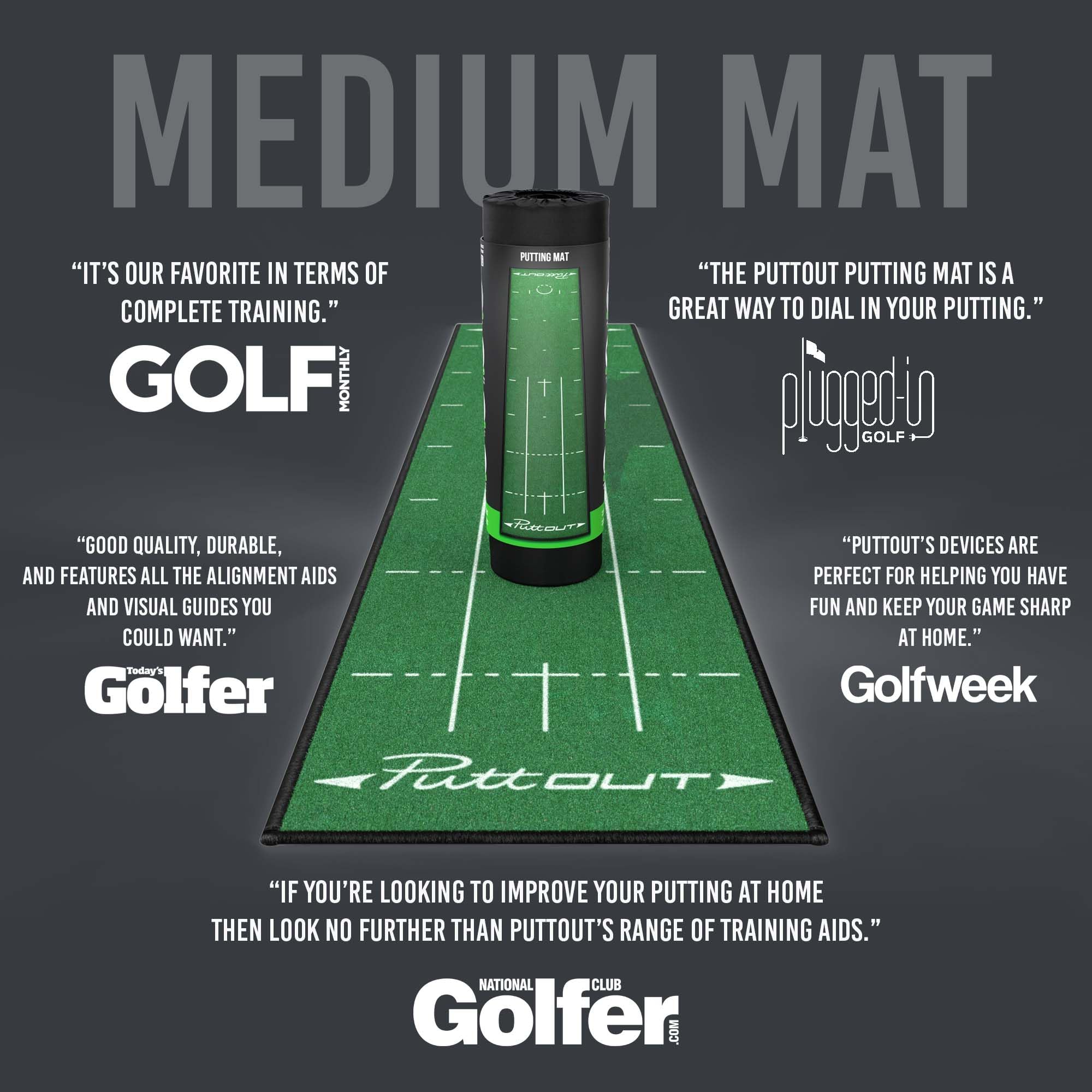 Puttout Pro Golf Putting Mat - Perfect Your Putting (7.87-Feet X 1.64-Feet) (Green)