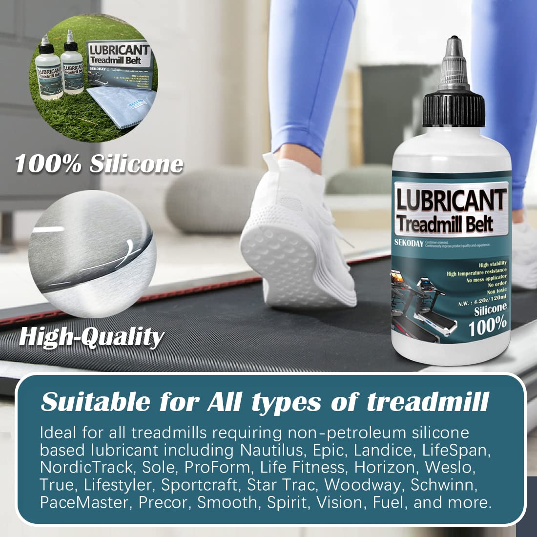 Sekoday Silicone Treadnmill Belt Lubricants/Lubes | Non Toxic And Odorless | High Performance And High Stability | With Precisio