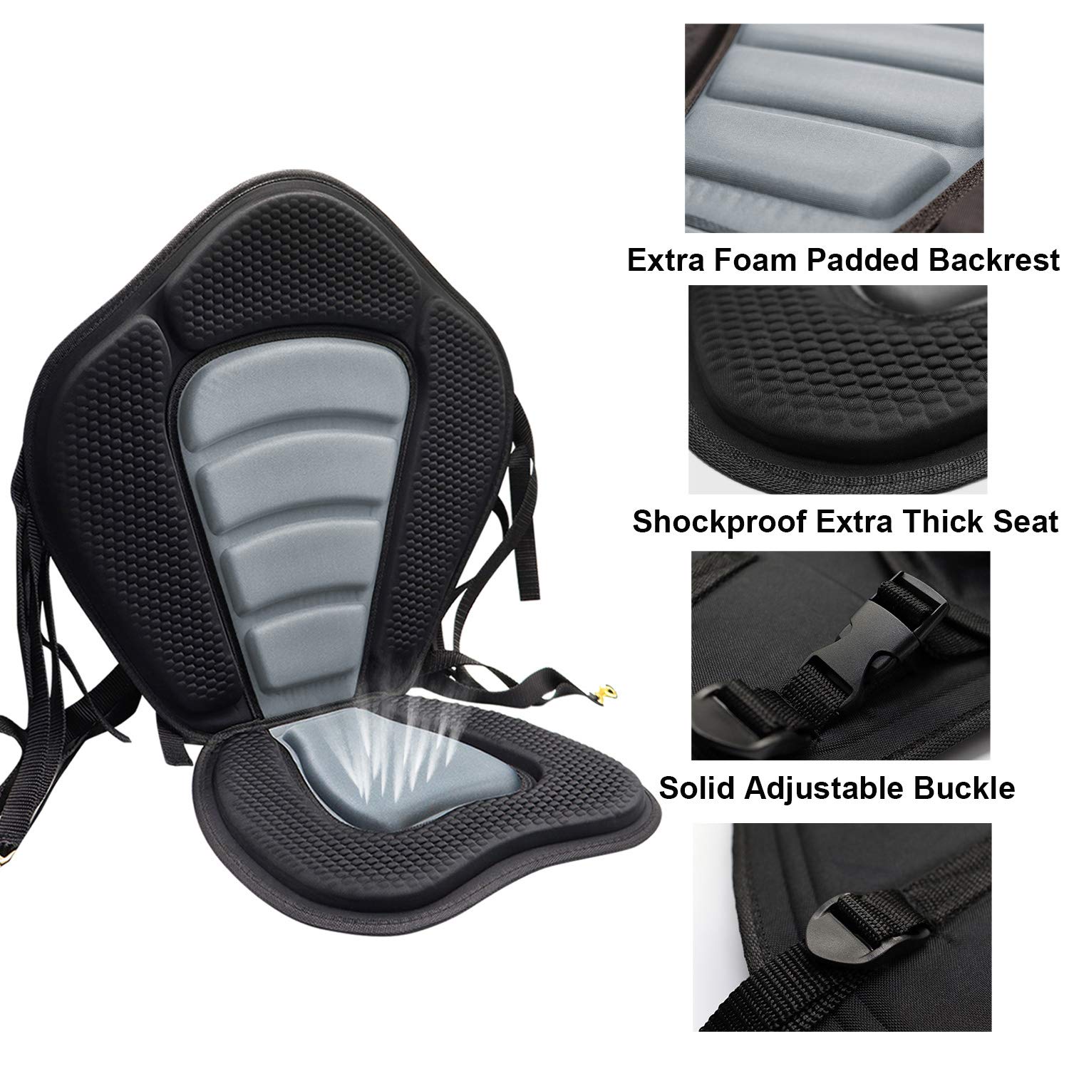 2 Pack Of Kayak Seat Deluxe Padded Canoe Backrest Seat Sit On Top Cushioned Back Support Sup Paddle Board Seats With Detachable