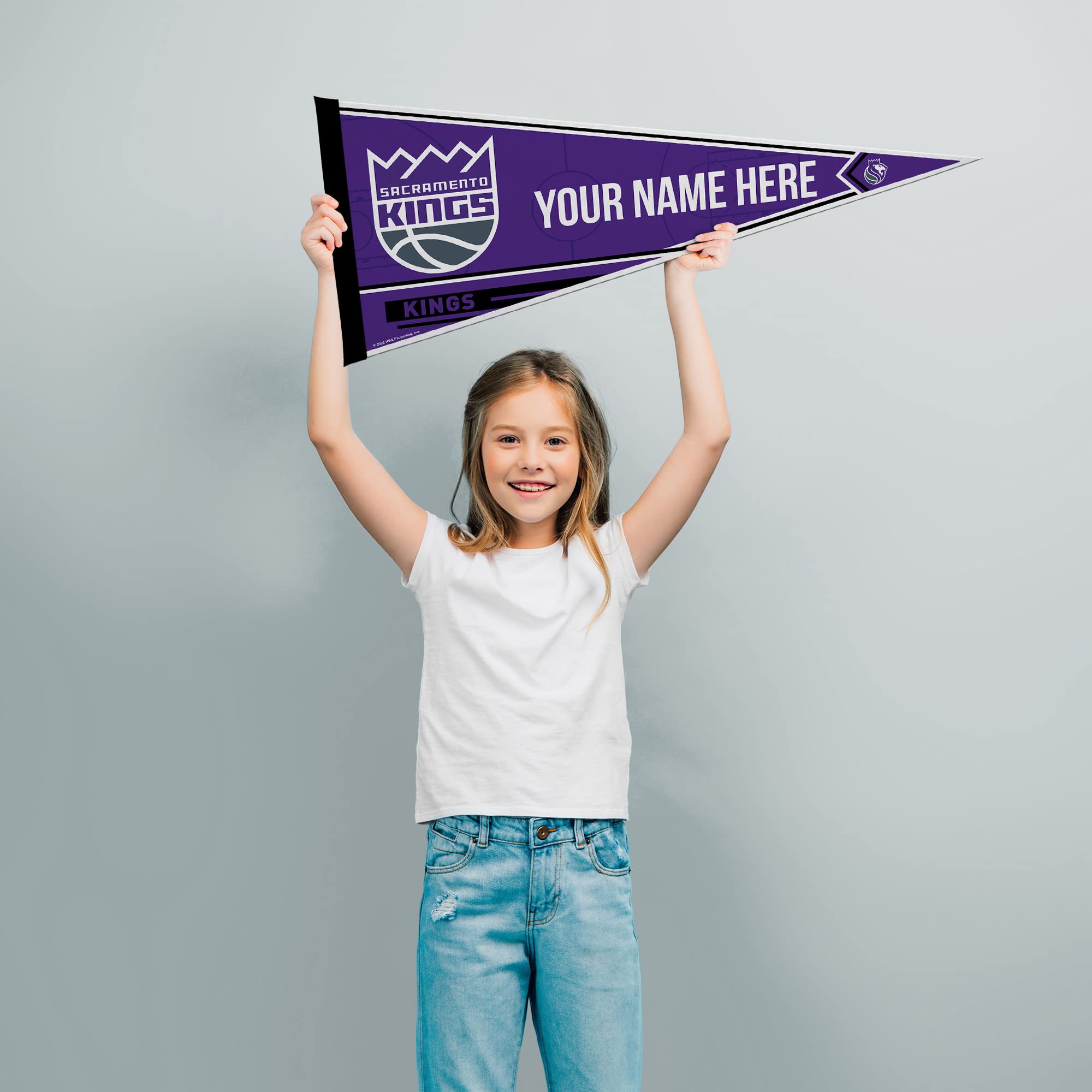 Rico Industries Nba Basketball Sacramento Kings Personalized - Custom 12'' X 30'' Soft Felt Pennant - Ez To Hang