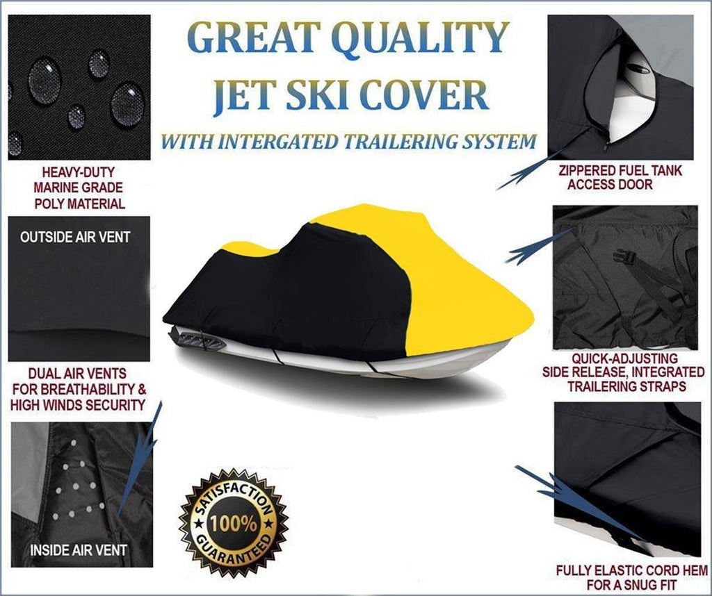 Black/Yellow Super Heavy-Duty, Top Of The Line Cover Compatible For Sea Doo Sea-Doo Bombardier Jet Ski Rxp 2004 2005 2006 2007 2