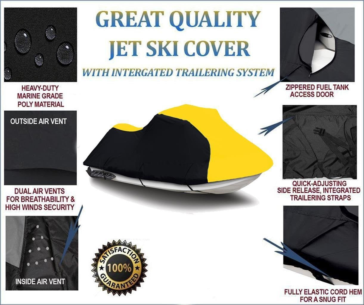 Black/Yellow Super Heavy-Duty, Top Of The Line Cover Compatible For Sea Doo Sea-Doo Bombardier Jet Ski Rxp 2004 2005 2006 2007 2