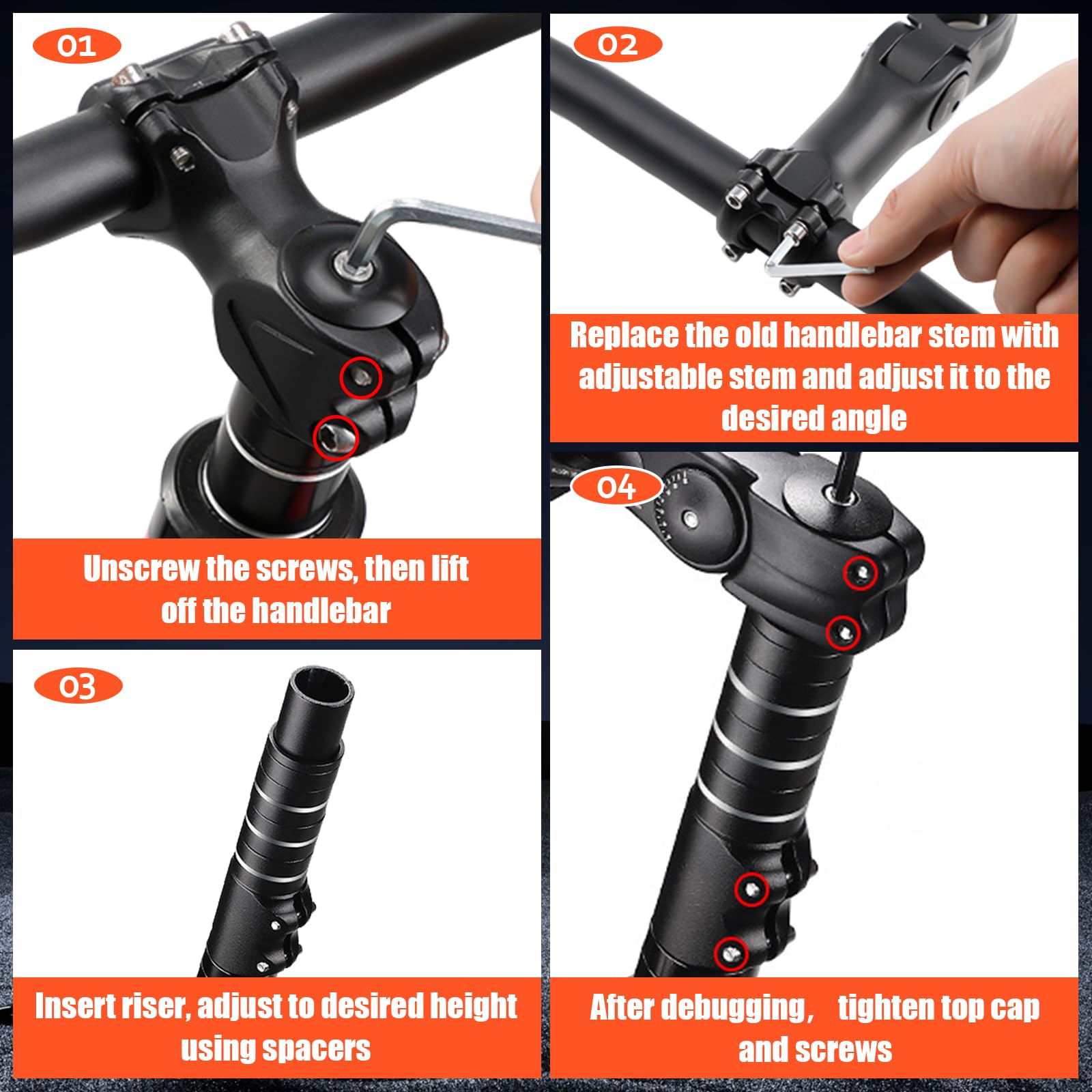 Bike Stem Riser & Adjustable Mtb Stem, 31.8Mm Bike Stem Adjustable 60 Degree, Aluminum Bicycle Handlebar Riser, Universal Bike S