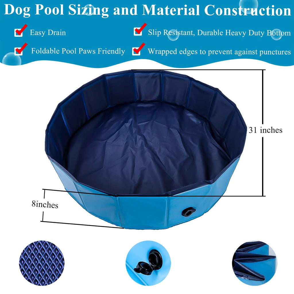 C Crystal Lemon Blue Foldable Pvc Swimming Pool - Versatile Dog Pool, Kiddie Pool, Kids Pool, Baby Pool, And Toddler Pool - 31.5