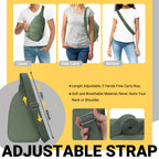 Tuwubi Crossbody Bags for Women, Sling Bag for Men, Small Hiking Backpack Anti Theft Lightweight for Outdoors Travel (M, Sage Gr