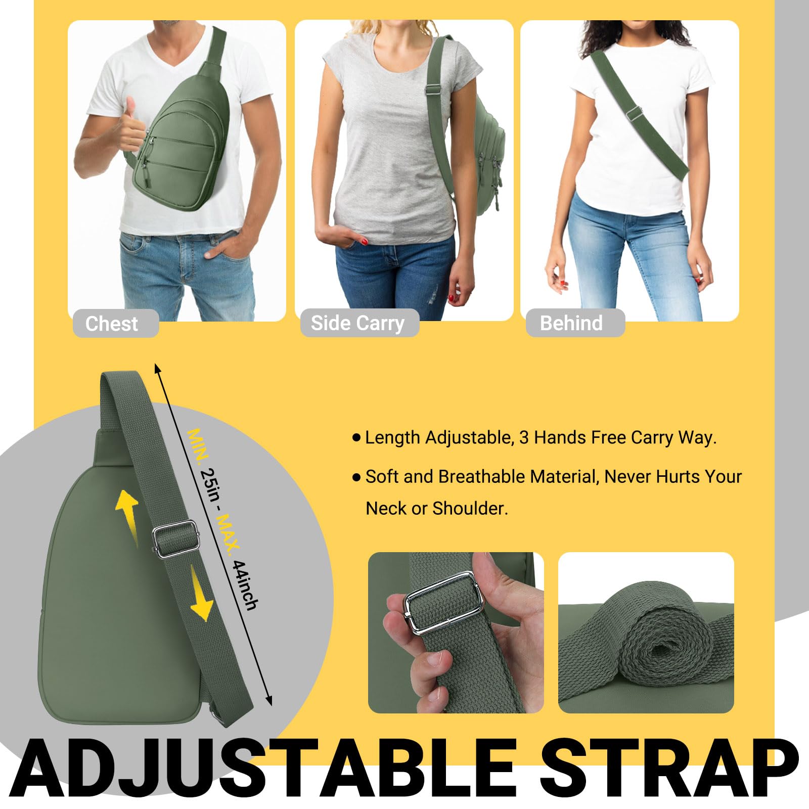 Tuwubi Crossbody Bags for Women, Sling Bag for Men, Small Hiking Backpack Anti Theft Lightweight for Outdoors Travel (M, Sage Gr
