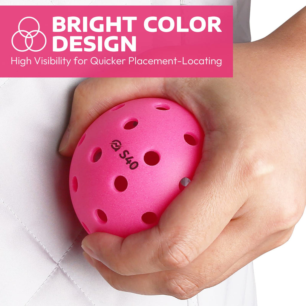 A11N S40 Outdoor Pickleball Balls- Usapa Approved, 3-Pack, Fuchsia