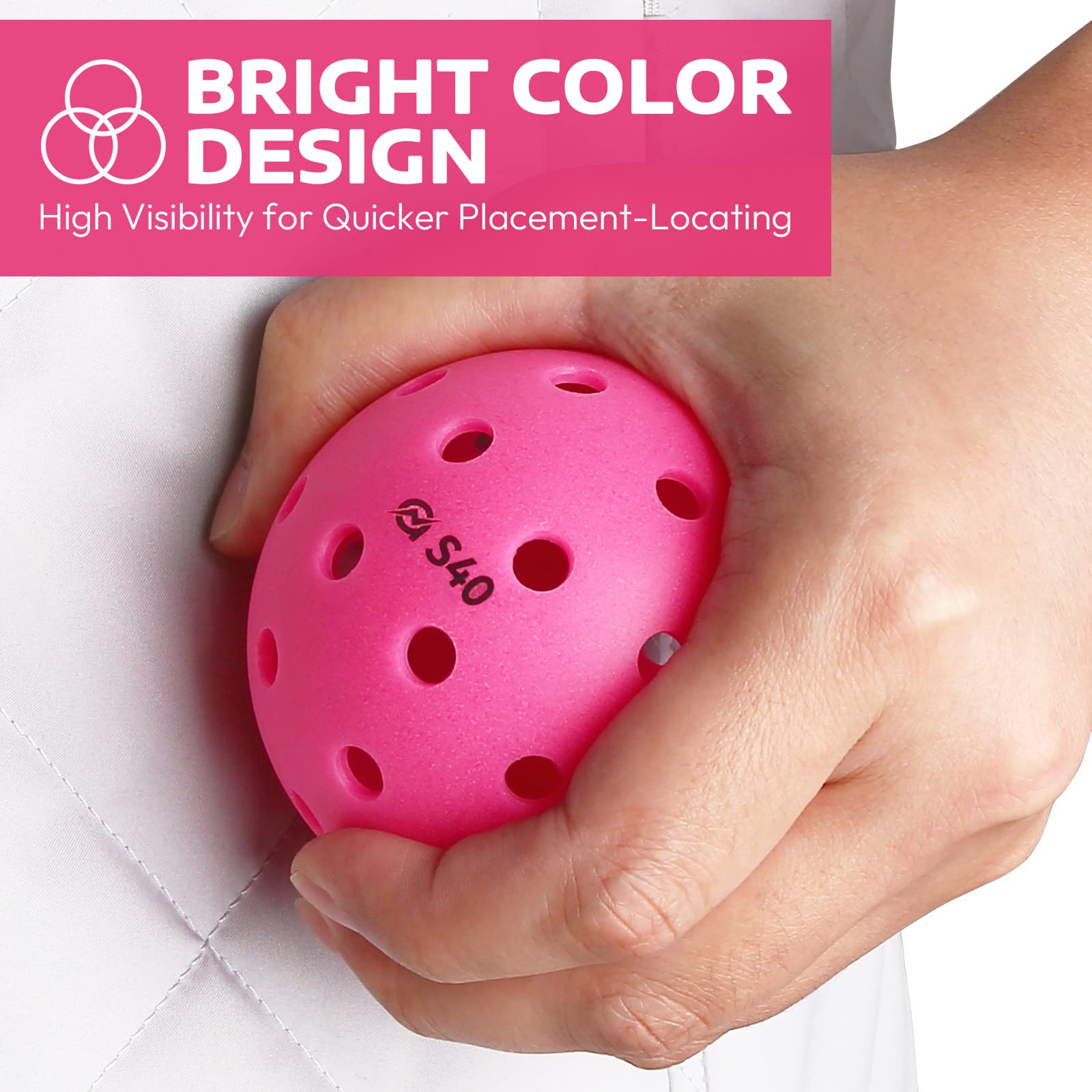 A11N S40 Outdoor Pickleball Balls- Usapa Approved, 3-Pack, Fuchsia