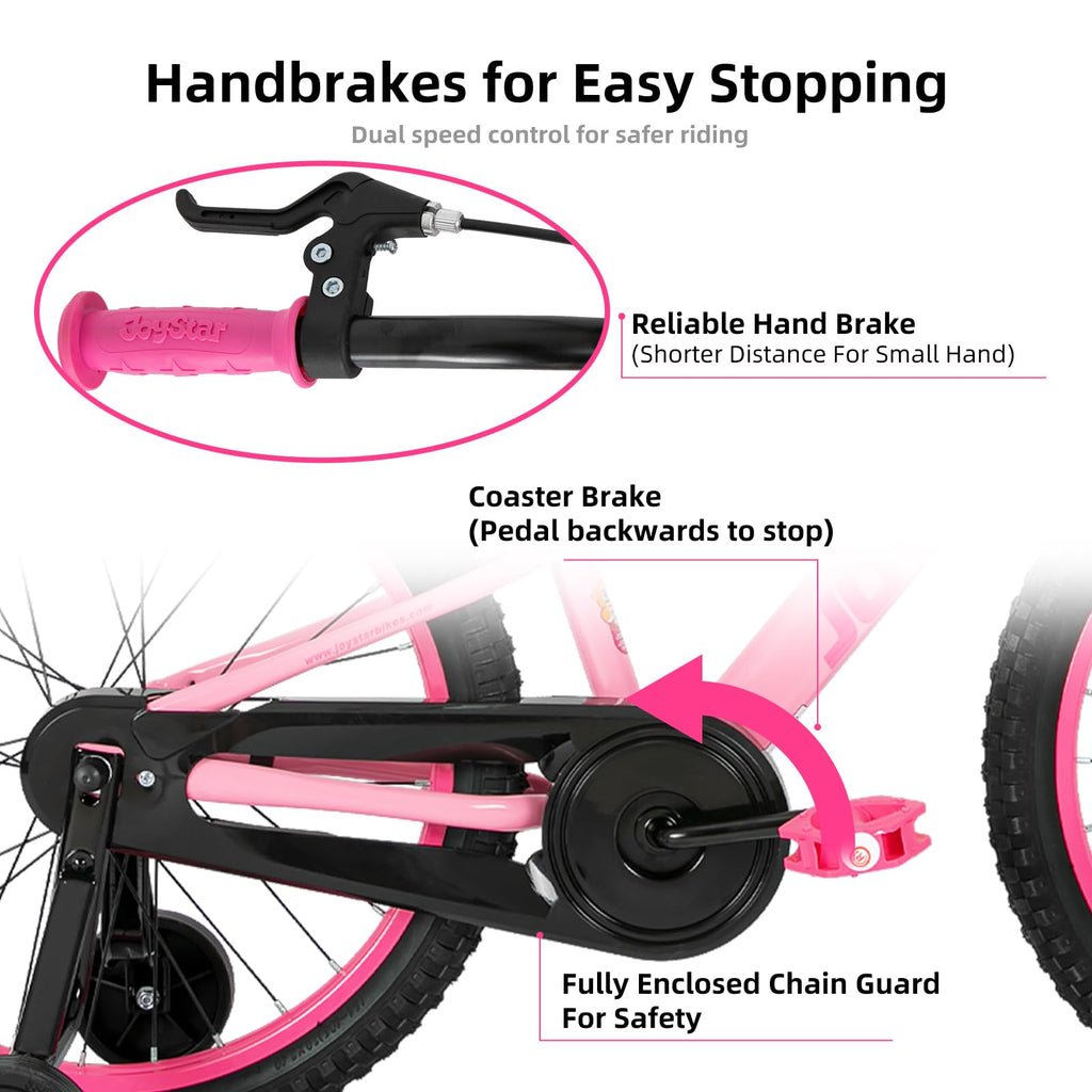 Joystar 20 Inch Girls Bike With Training Wheels For 6-12 Years Old Children 20'' Kids Bikes Kids Mountain Bicycle For Early Ride
