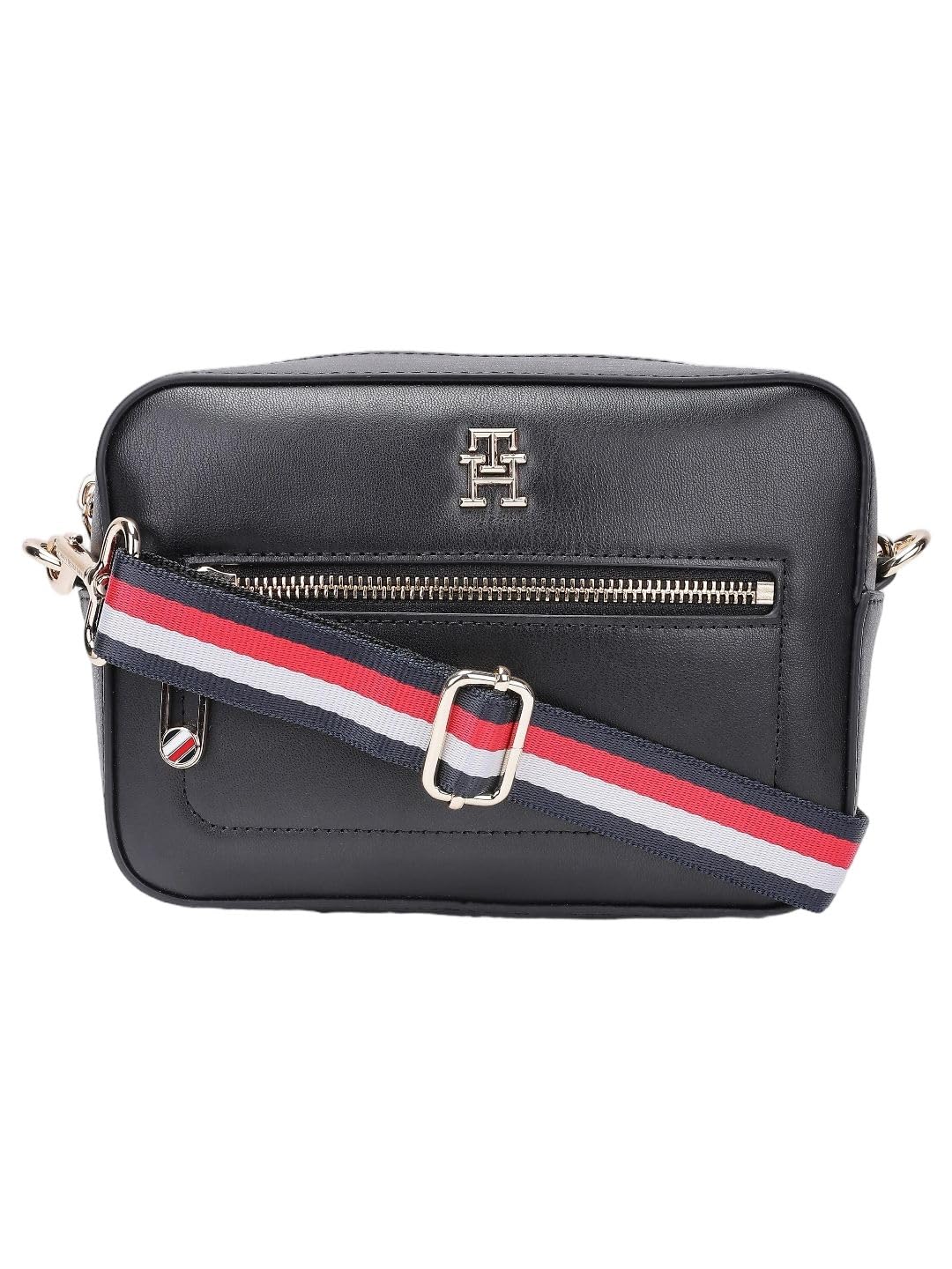 Tommy Hilfiger Solid Black Pu Crossbody Bag