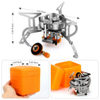 Odoland 6800W Windproof Camp Stove Camping Gas Stove With Fuel Canister Adapter, Piezo Ignition, Carry Case, Portable Collapsibl