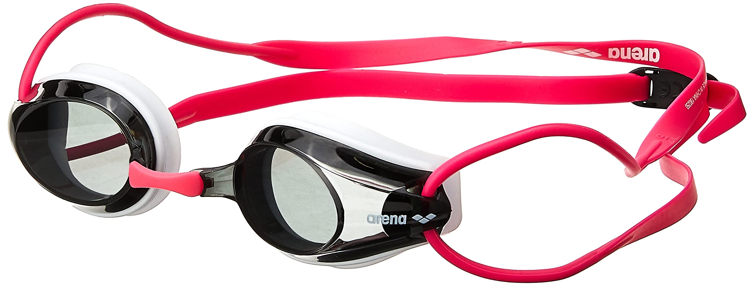 Arena Tracks Swim Goggles, White  Smoke  Fuchsia, Non-Mirror Lens