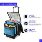 Arctic Zone Titan Deep Freeze 60 (50+10) Can Collapsible Rolling Cooler With Wheels And All-Terrain Cart, Process Blue