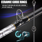 Sougayilang Fiberglass Fishing Pole Conventional Reel Combo With Durable P-Cork Rod Handle, Medium Heavy For Catfish Salmon And